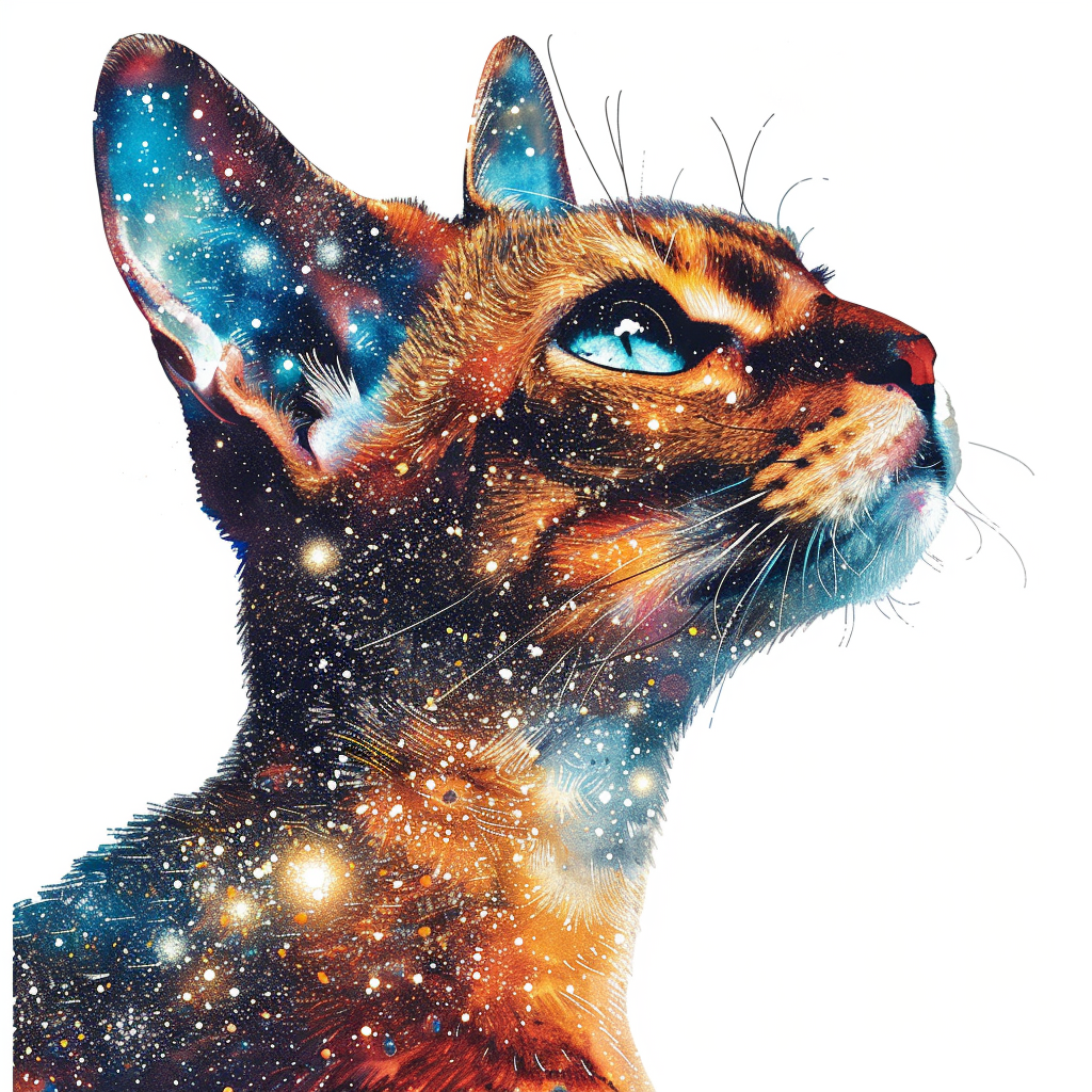 Abyssinian Cat astronaut majestic Expressive surreal Vinyl Decal Sticker for Car, Laptop, Tumbler and more # F021133-4" x 4"