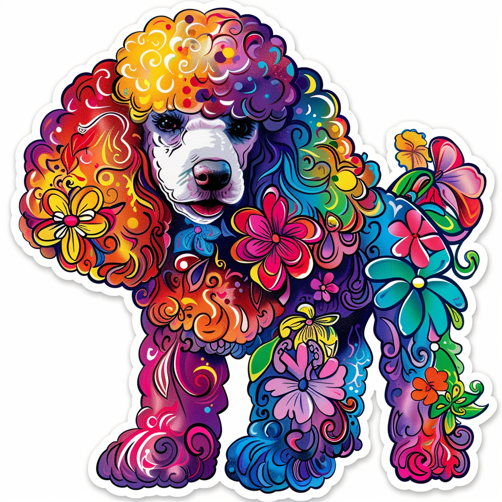 Poodle Dog floral Vinyl Decal Sticker for Car, Laptop, Tumbler and more # F012535