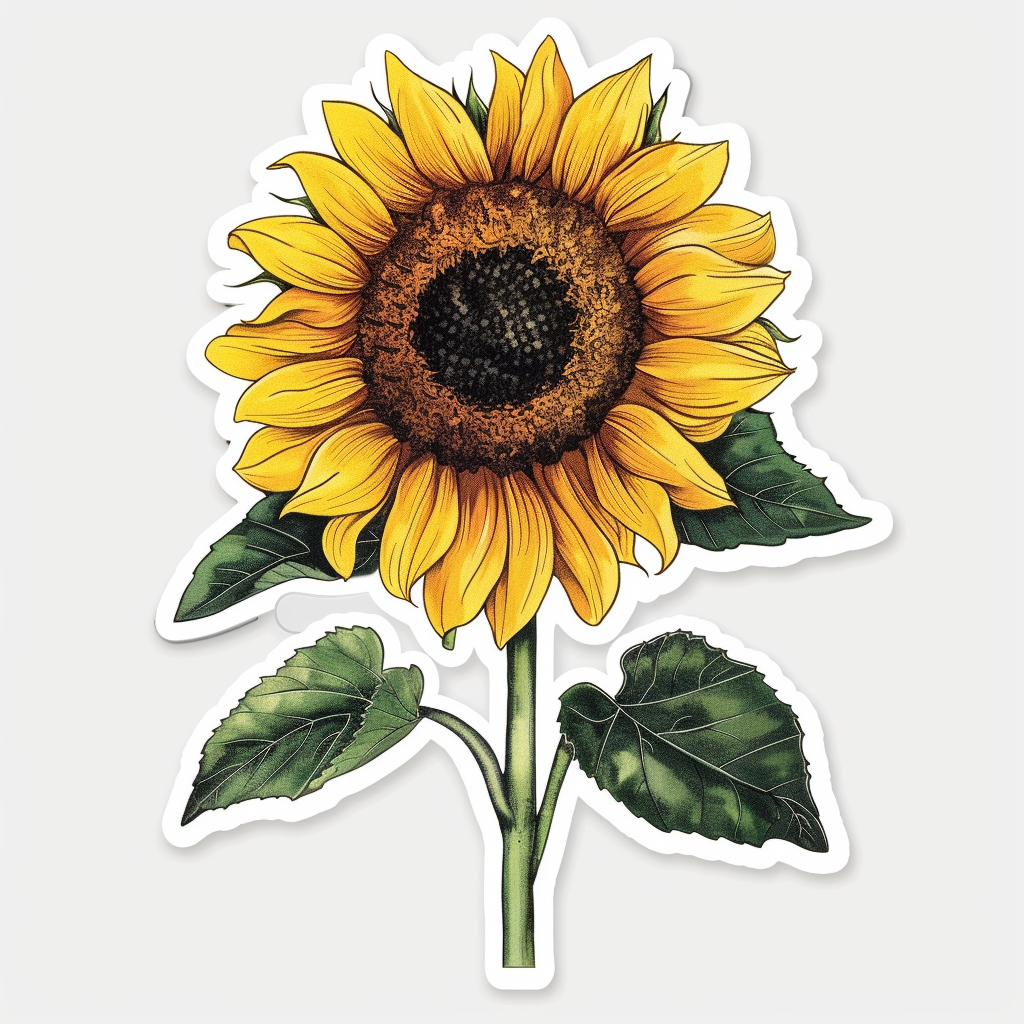 Sunflower flower majestic Expressive surreal Vinyl Decal Sticker for Car, Laptop, Tumbler and more # F023000