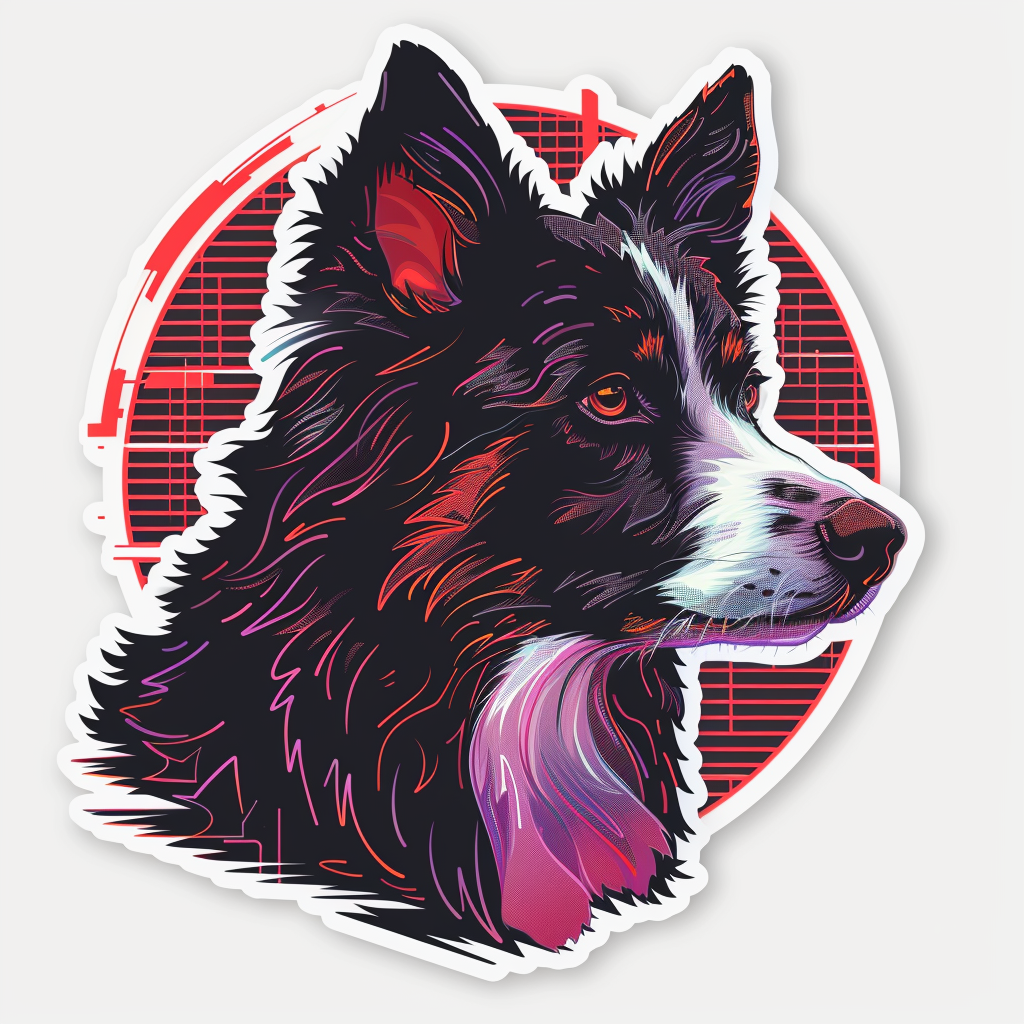 Border Collie Dog majestic Expressive surreal Vinyl Decal Sticker for Car, Laptop, Tumbler and more # F021806-4" x 4"