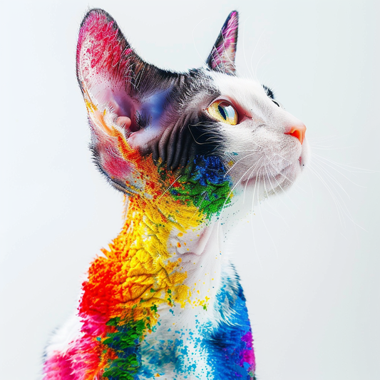 Adorable Cornish Rex Cat Expressive surreal Vinyl Decal Sticker for Car, Laptop, Tumbler and more # F021335-4" x 4"