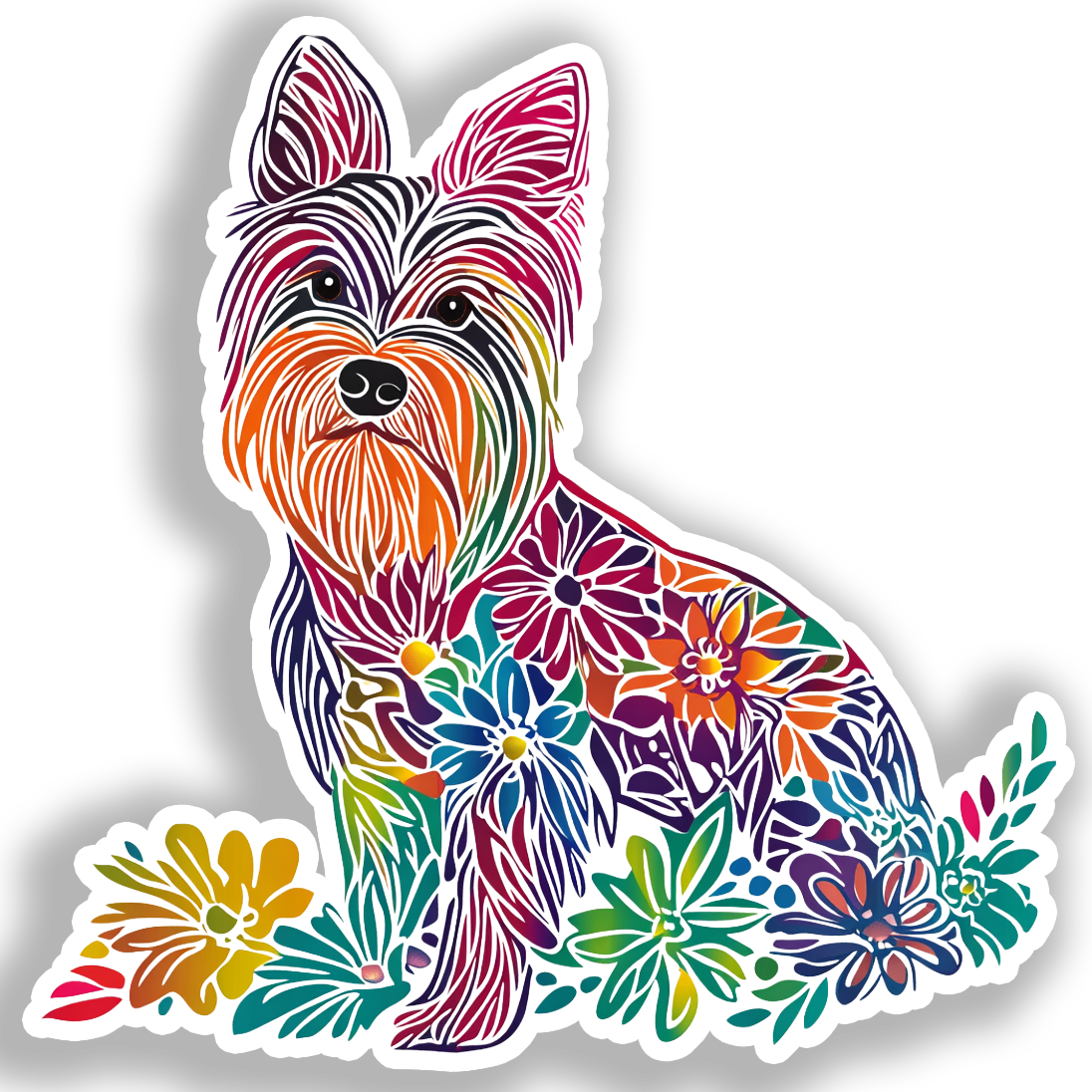 Yorkshire Terrier Dog Vinyl Decal Sticker for Car, Laptop, Tumbler and more # A017073-4" x 4"