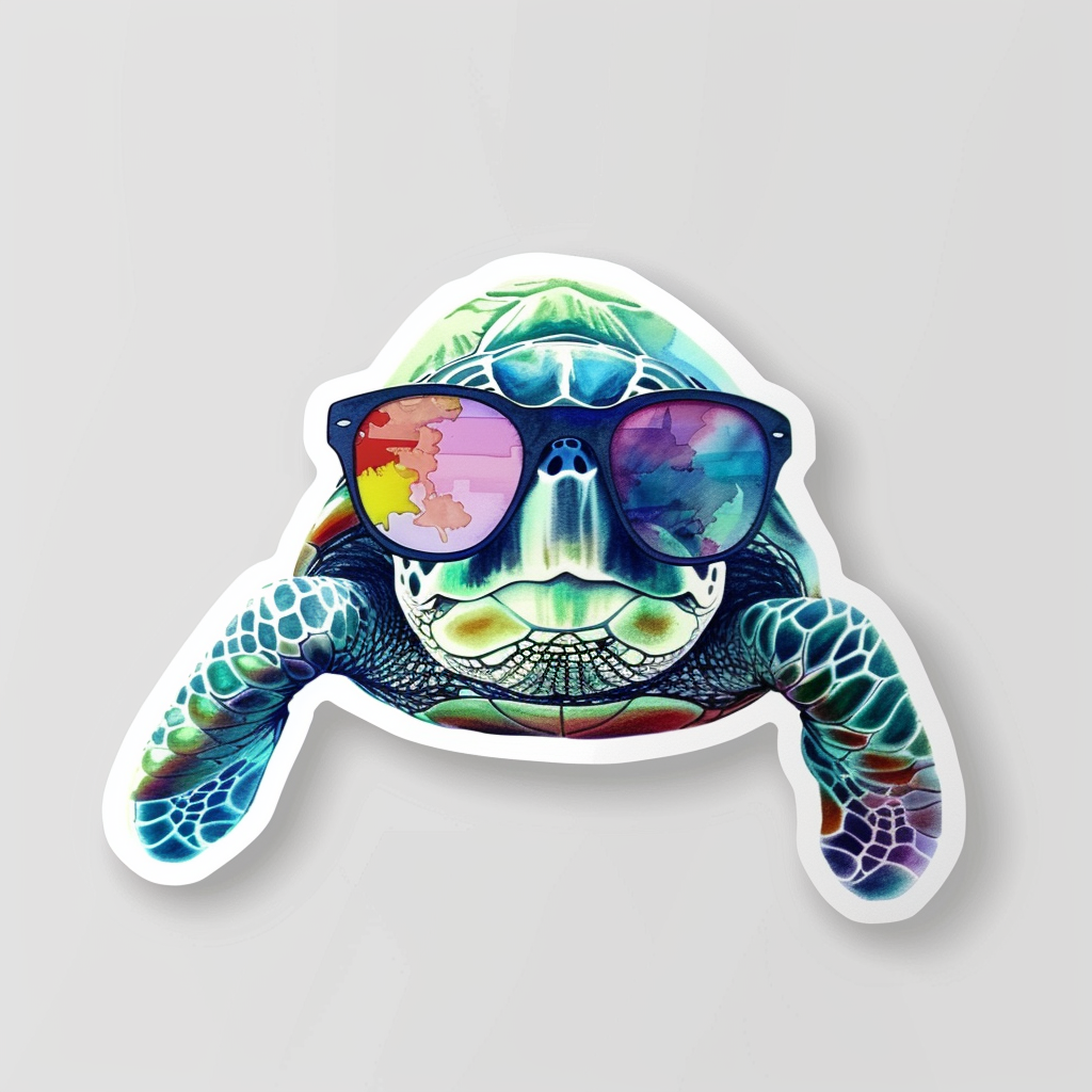 Sticker of a turtle majestic Expressive surreal Vinyl Decal Sticker for Car, Laptop, Tumbler and more # F021989