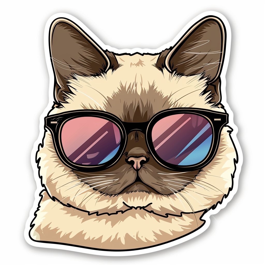Burmese Cat wearing sunglasses Vinyl Decal Sticker for Car, Laptop, Tumbler and more # F010696