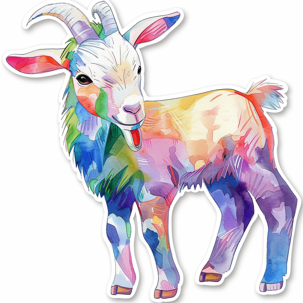 Goat majestic Expressive surreal Vinyl Decal Sticker for Car, Laptop, Tumbler and more # F020596-4" x 4"
