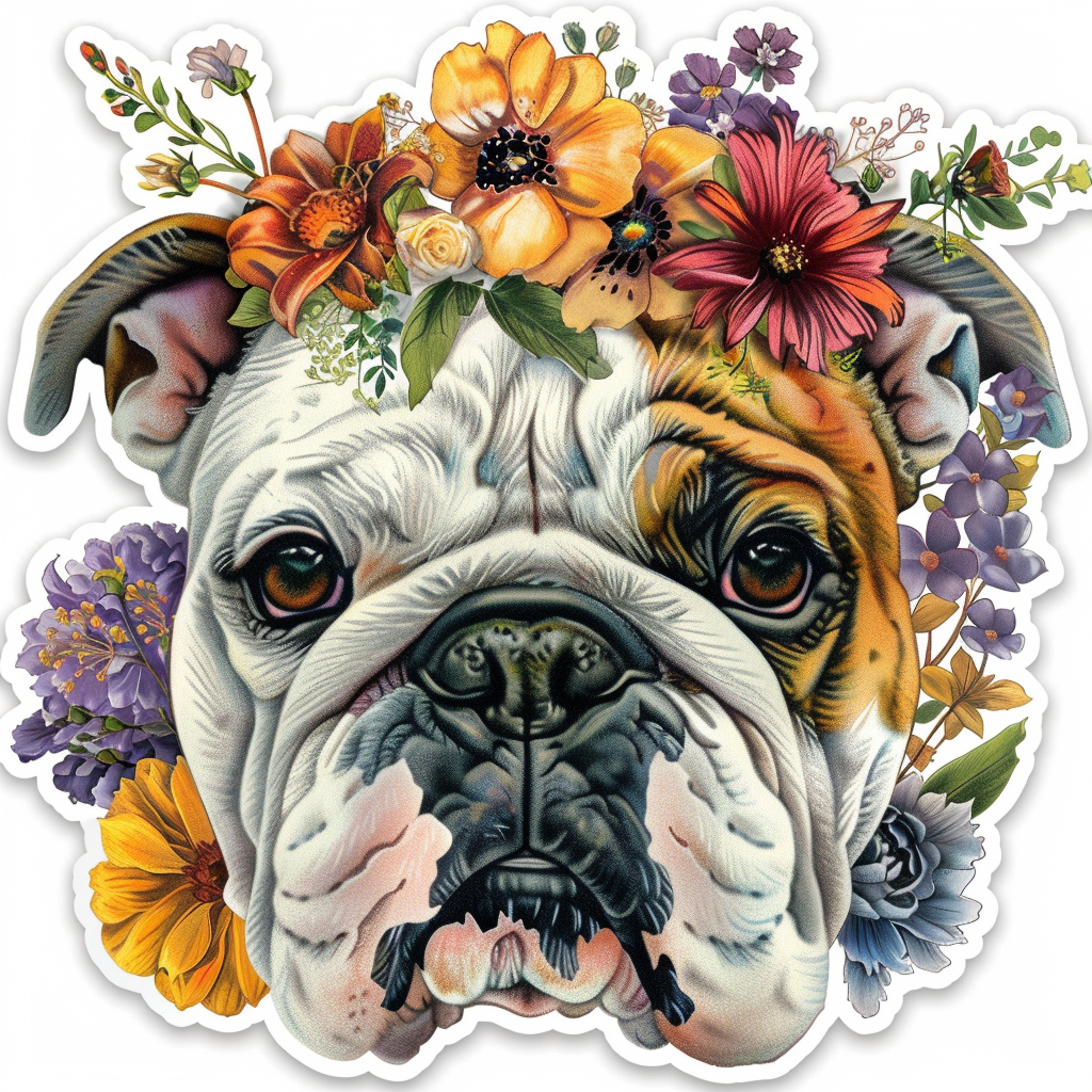 Bulldog Dog majestic Expressive surreal Vinyl Decal Sticker for Car, Laptop, Tumbler and more # F017576