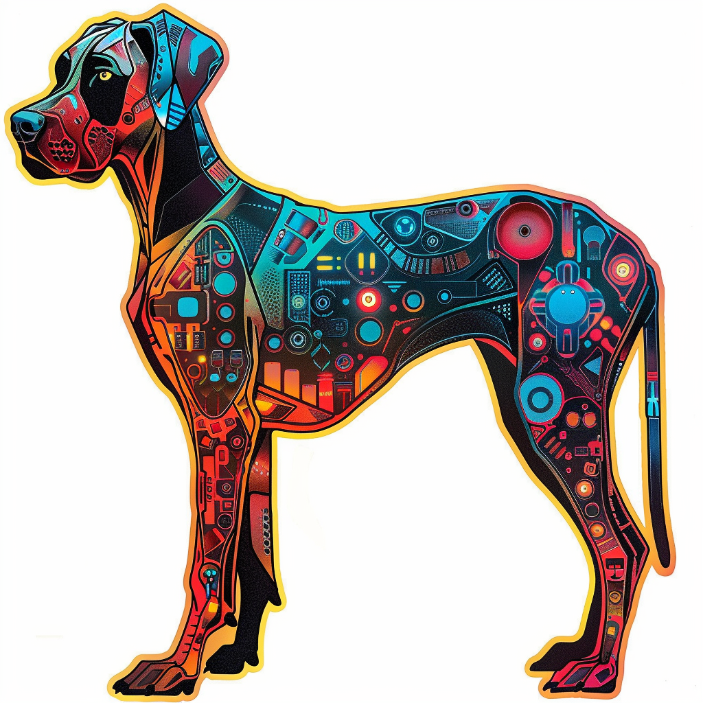 Great Dane Dog cyber punk majestic Expressive surreal Vinyl Decal Sticker for Car, Laptop, Tumbler and more # F017900