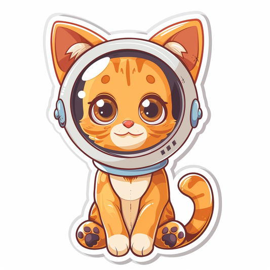Abyssinian Cat astronaut majestic Expressive surreal Vinyl Decal Sticker for Car, Laptop, Tumbler and more # F021323-4" x 4"