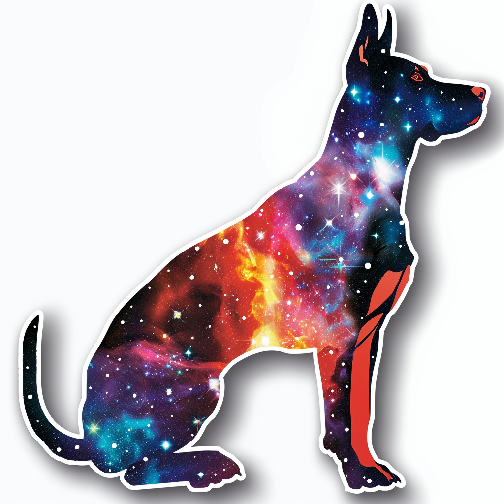 Doberman Pinscher Dog galaxy majestic Expressive surreal Vinyl Decal Sticker for Car, Laptop, Tumbler and more # F019498-4" x 4"