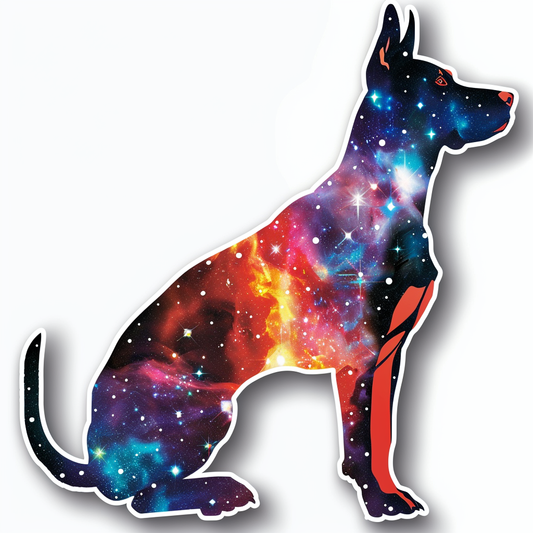 Doberman Pinscher Dog galaxy majestic Expressive surreal Vinyl Decal Sticker for Car, Laptop, Tumbler and more # F019498-4" x 4"