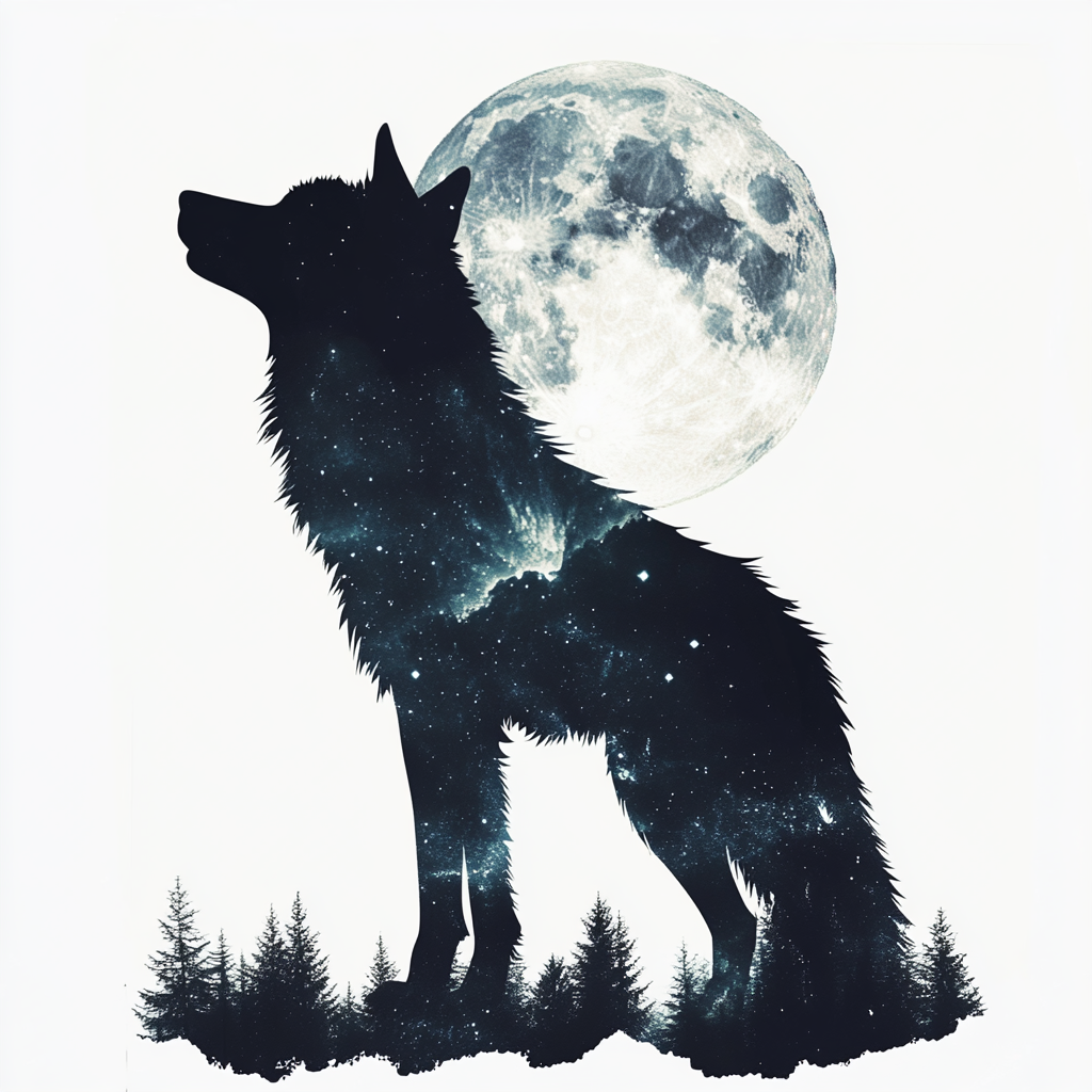 Wolf Moon and Stars Vinyl Decal Sticker for Car, Laptop, Tumbler and more # F025693