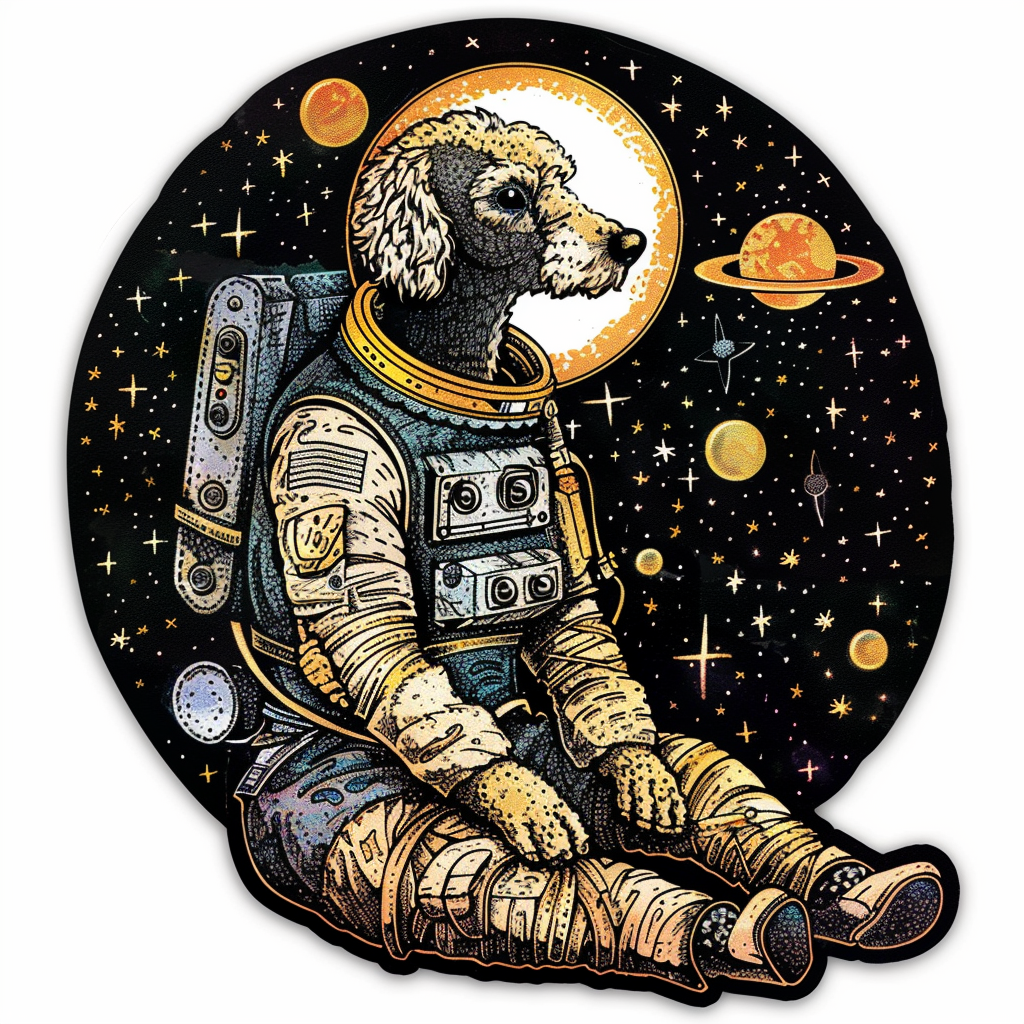 Poodle Dog astronaut Vinyl Decal Sticker for Car, Laptop, Tumbler and more # F012449