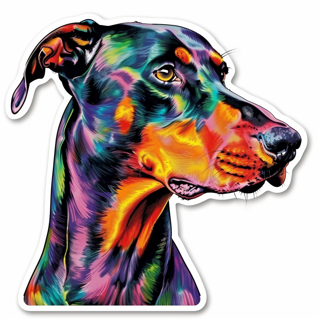 Doberman Pinscher Dog majestic Expressive surreal Vinyl Decal Sticker for Car, Laptop, Tumbler and more # F019581-4" x 4"