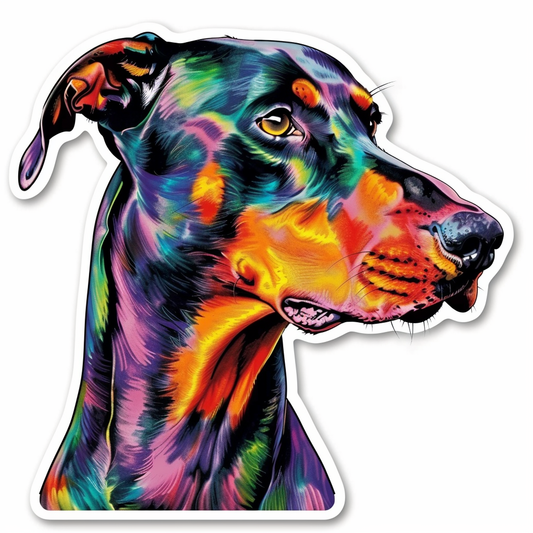 Doberman Pinscher Dog majestic Expressive surreal Vinyl Decal Sticker for Car, Laptop, Tumbler and more # F019581-4" x 4"