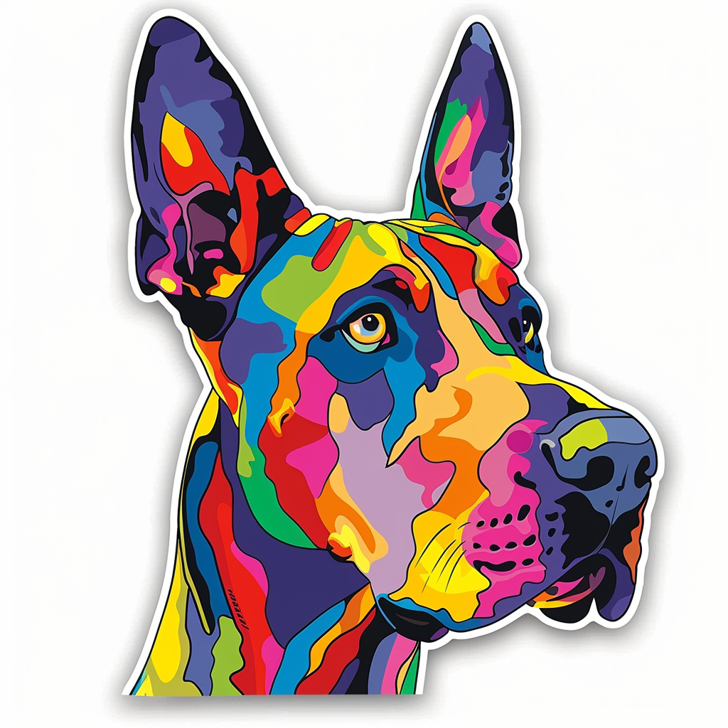 Great Dane Dog Expressive surreal Vinyl Decal Sticker for Car, Laptop, Tumbler and more # F022763