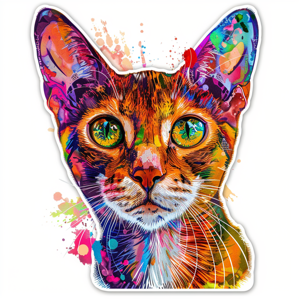 Abyssinian Cat astronaut majestic Expressive surreal Vinyl Decal Sticker for Car, Laptop, Tumbler and more # F021130-4" x 4"