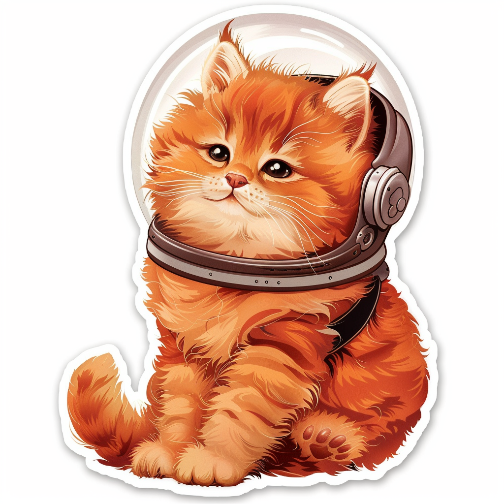 Sticker of a Cute and Adorable Persian Cat Space Expressive surreal Vinyl Decal Sticker for Car, Laptop, Tumbler and more # F016441