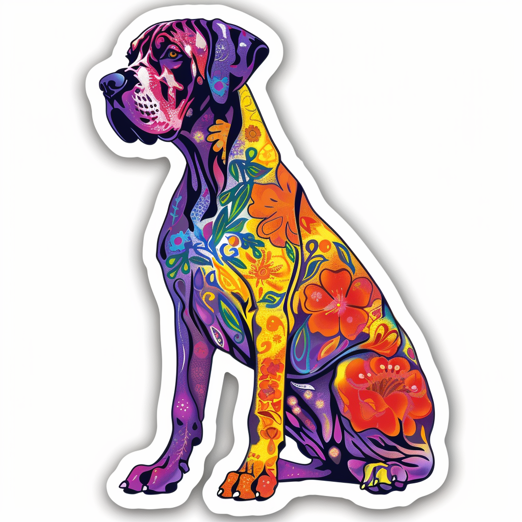 Adorable Great Dane Dog Expressive surreal Vinyl Decal Sticker for Car, Laptop, Tumbler and more # F017863