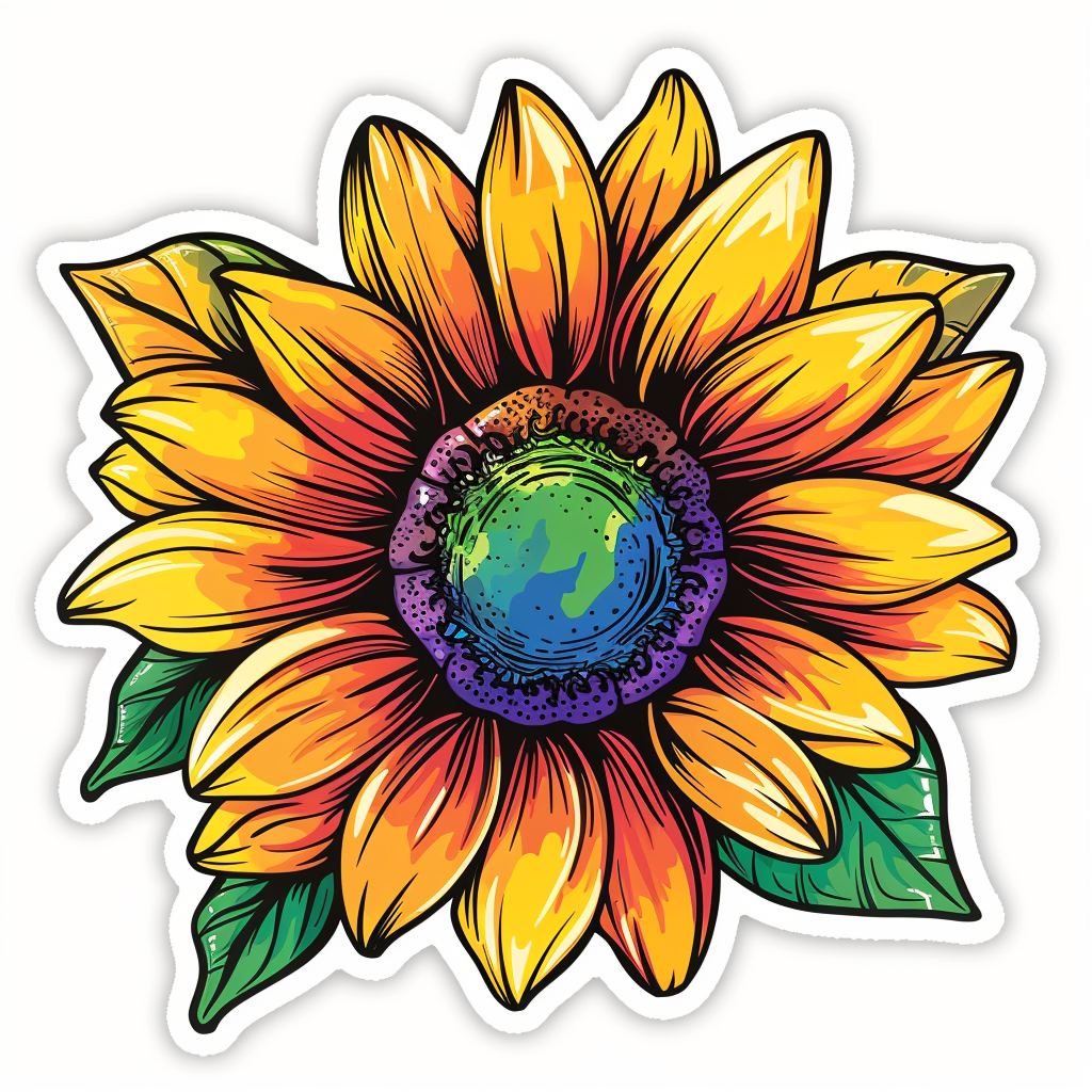 Sunflower flower majestic Expressive surreal Vinyl Decal Sticker for Car, Laptop, Tumbler and more # F022915