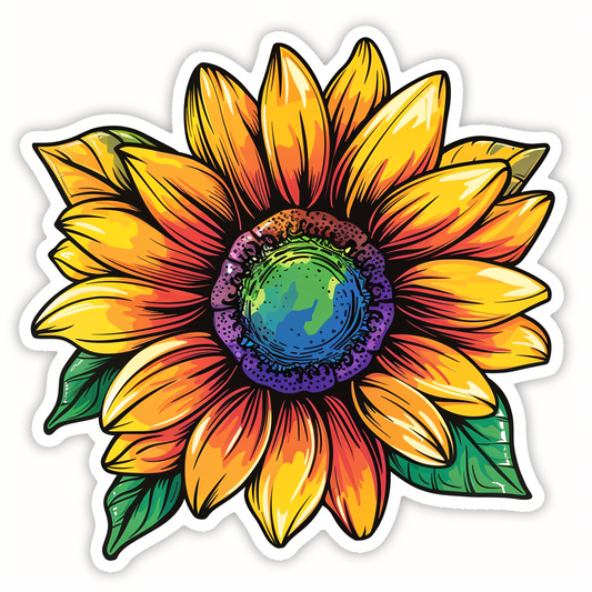 Sunflower flower majestic Expressive surreal Vinyl Decal Sticker for Car, Laptop, Tumbler and more # F022915