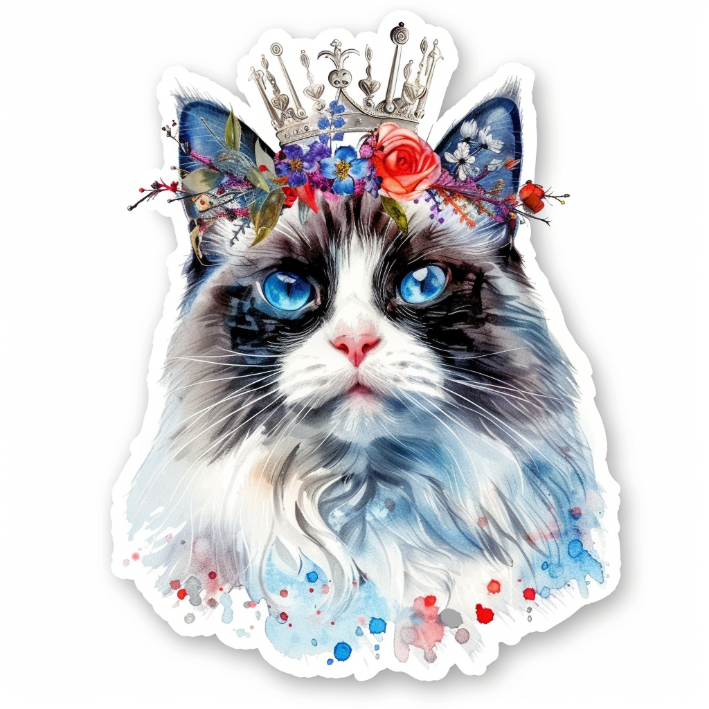 Ragdoll Cat crowned Vinyl Decal Sticker for Car, Laptop, Tumbler and more # F010185