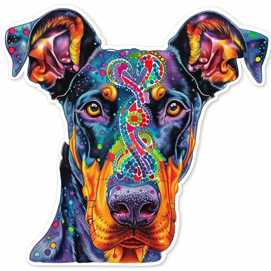 Doberman Pinscher Dog majestic Expressive surreal Vinyl Decal Sticker for Car, Laptop, Tumbler and more # F019573-4" x 4"