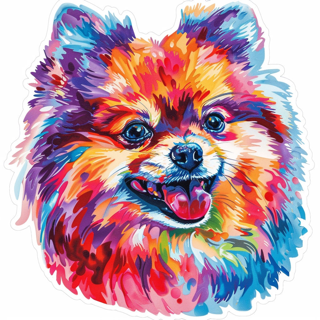 Sticker of a Pomeranian Dog majestic Expressive surreal Vinyl Decal Sticker for Car, Laptop, Tumbler and more # F013757