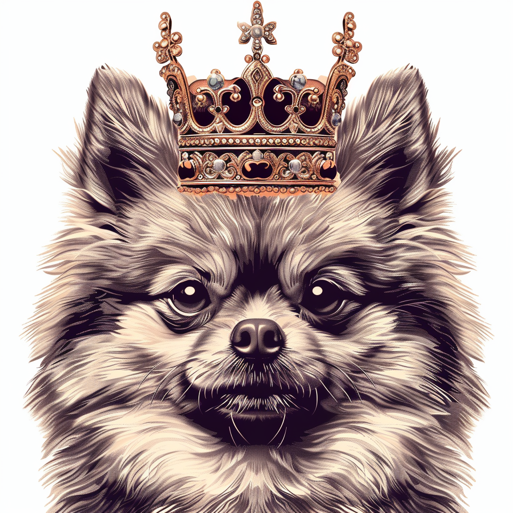 Sticker of a Pomeranian Dog crowned majestic Expressive surreal Vinyl Decal Sticker for Car, Laptop, Tumbler and more # F013916
