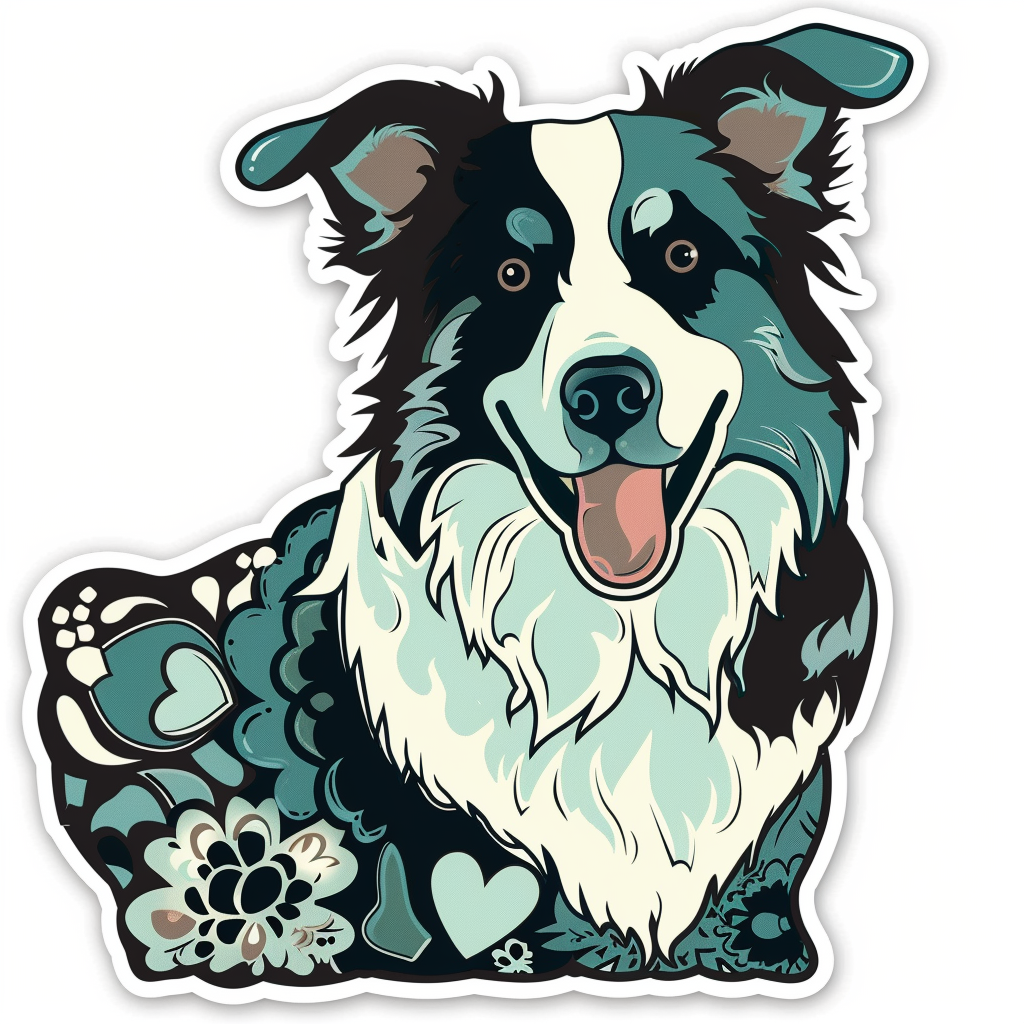 Sticker of a Border Collie Dog majestic Expressive surreal Vinyl Decal Sticker for Car, Laptop, Tumbler and more # F021886