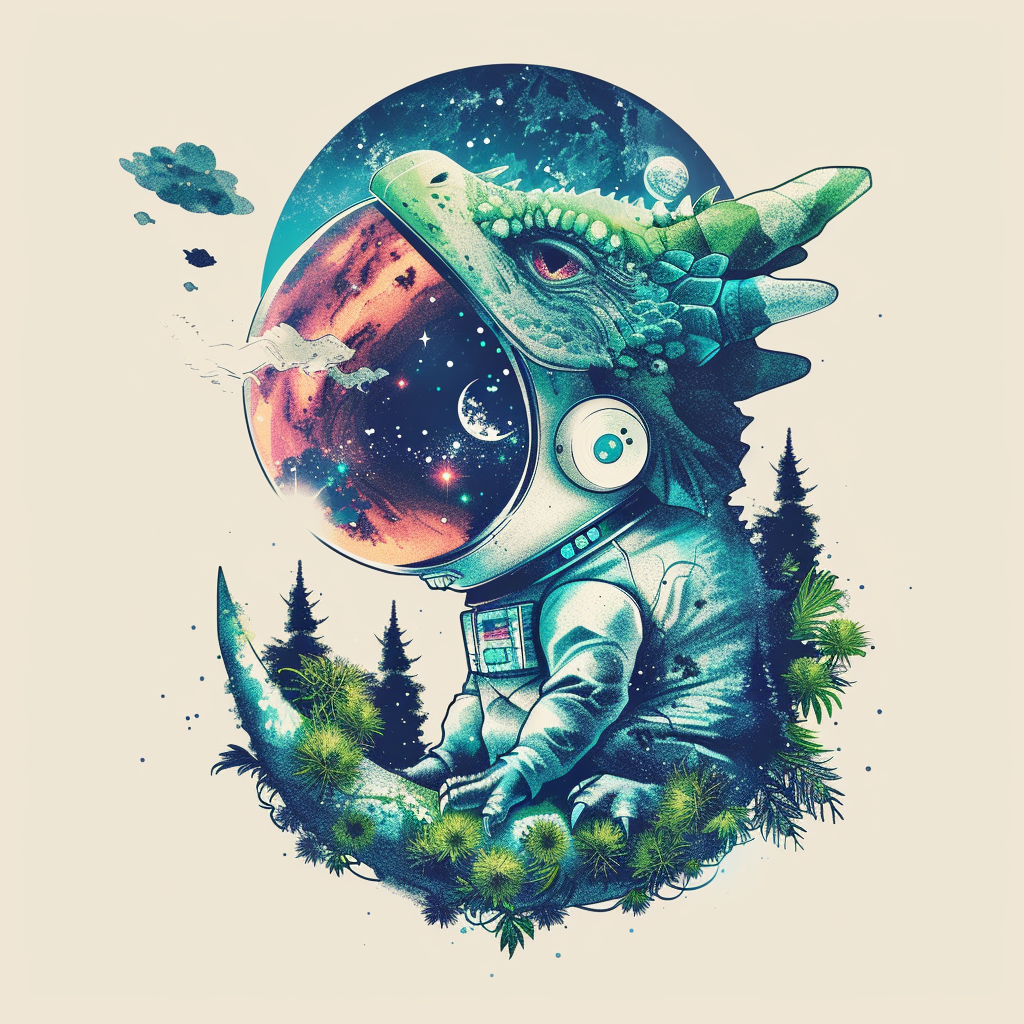 Sticker of a Dragon astronaut majestic Expressive surreal Vinyl Decal Sticker for Car, Laptop, Tumbler and more # F019170