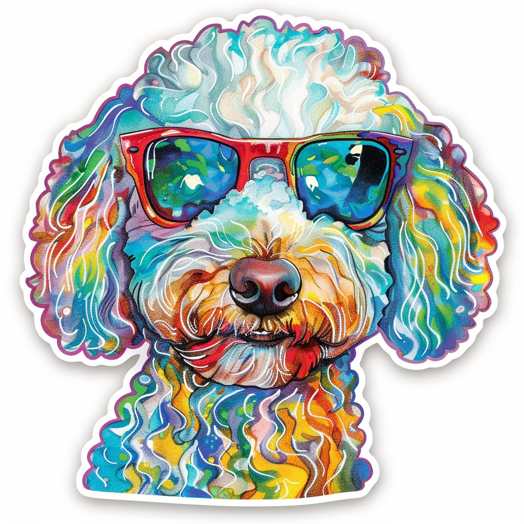 Poodle Dog wearing sunglasses Vinyl Decal Sticker for Car, Laptop, Tumbler and more # F012433