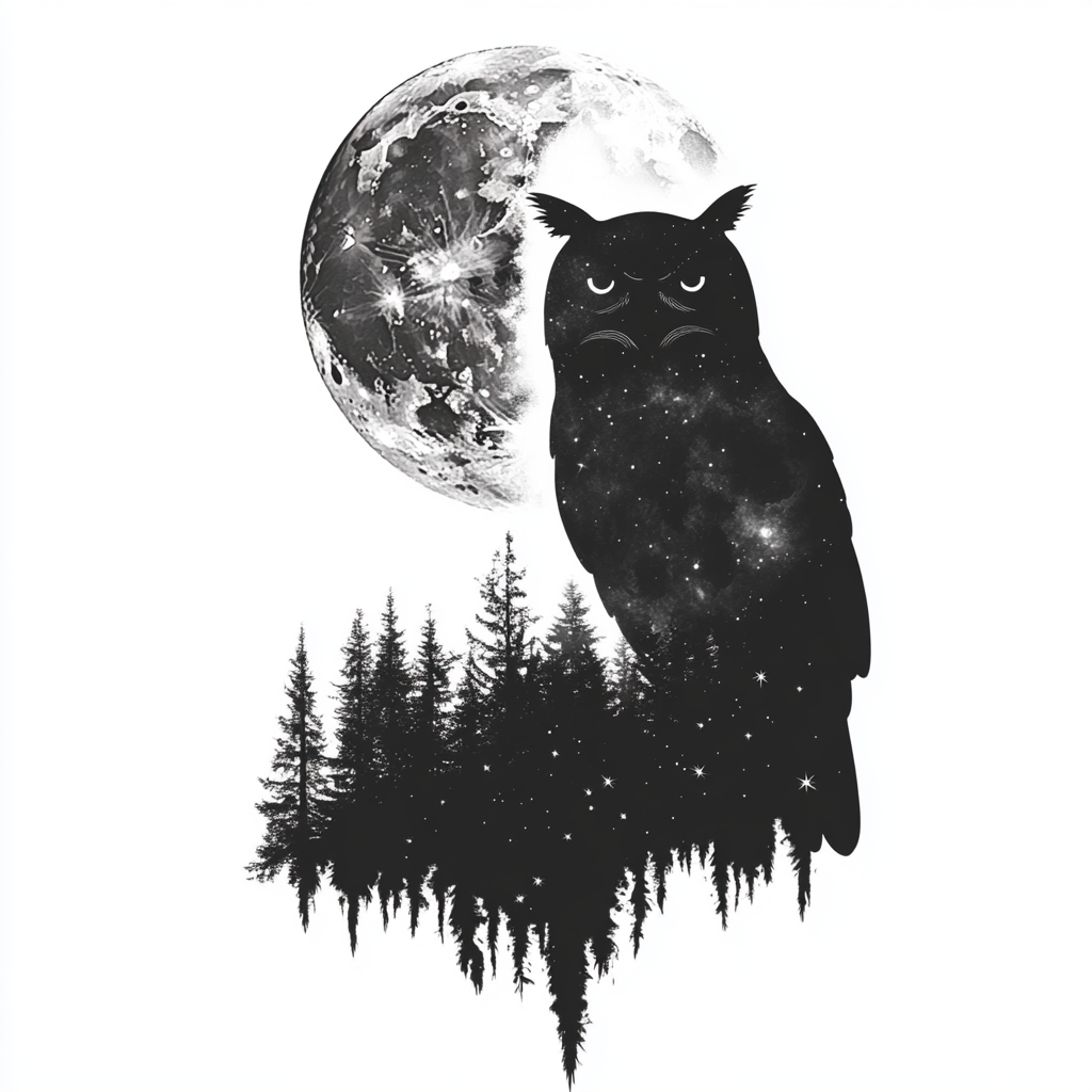 Owl Moon and Stars Vinyl Decal Sticker for Car, Laptop, Tumbler and more # F025773