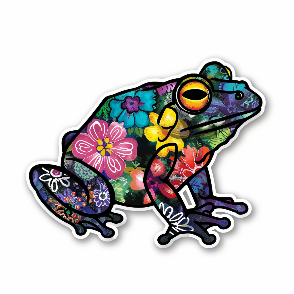 Sticker of a Frog majestic Expressive surreal Vinyl Decal Sticker for Car, Laptop, Tumbler and more # F015839