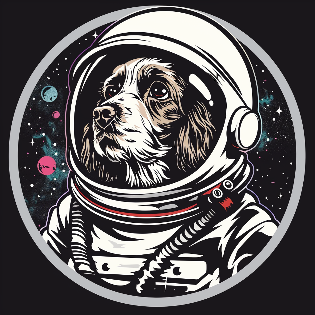 Sticker of a Cocker Spaniel Dog astronaut majestic Expressive surreal Vinyl Decal Sticker for Car, Laptop, Tumbler and more # F020185