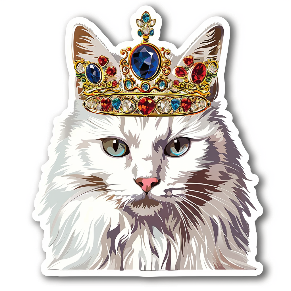 Adorable Turkish Angora Cat Vinyl Decal Sticker for Car, Laptop, Tumbler and more # F020841-4" x 4"