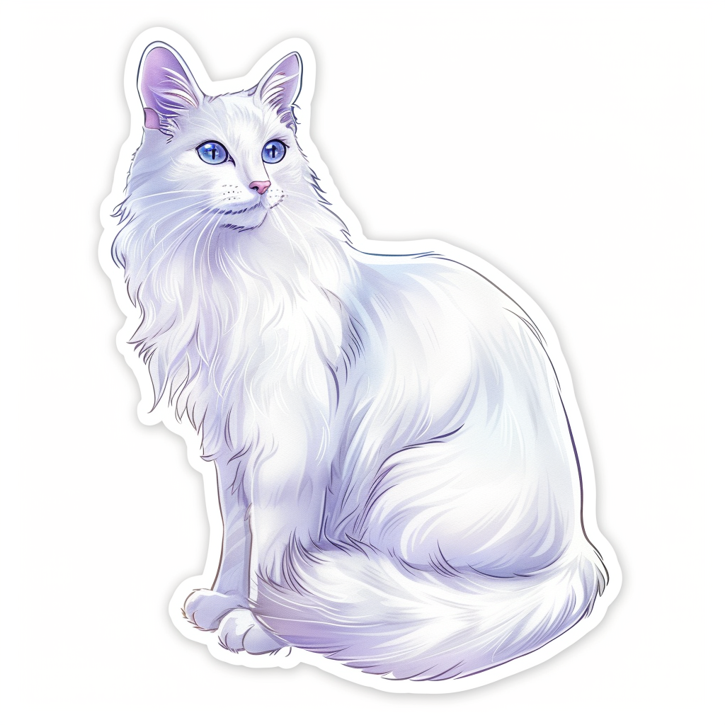 Adorable Turkish Angora Cat Vinyl Decal Sticker for Car, Laptop, Tumbler and more # F020963-4" x 4"