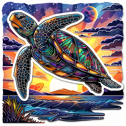 turtle majestic Expressive surreal Vinyl Decal Sticker for Car, Laptop, Tumbler and more # F022134-4" x 4"