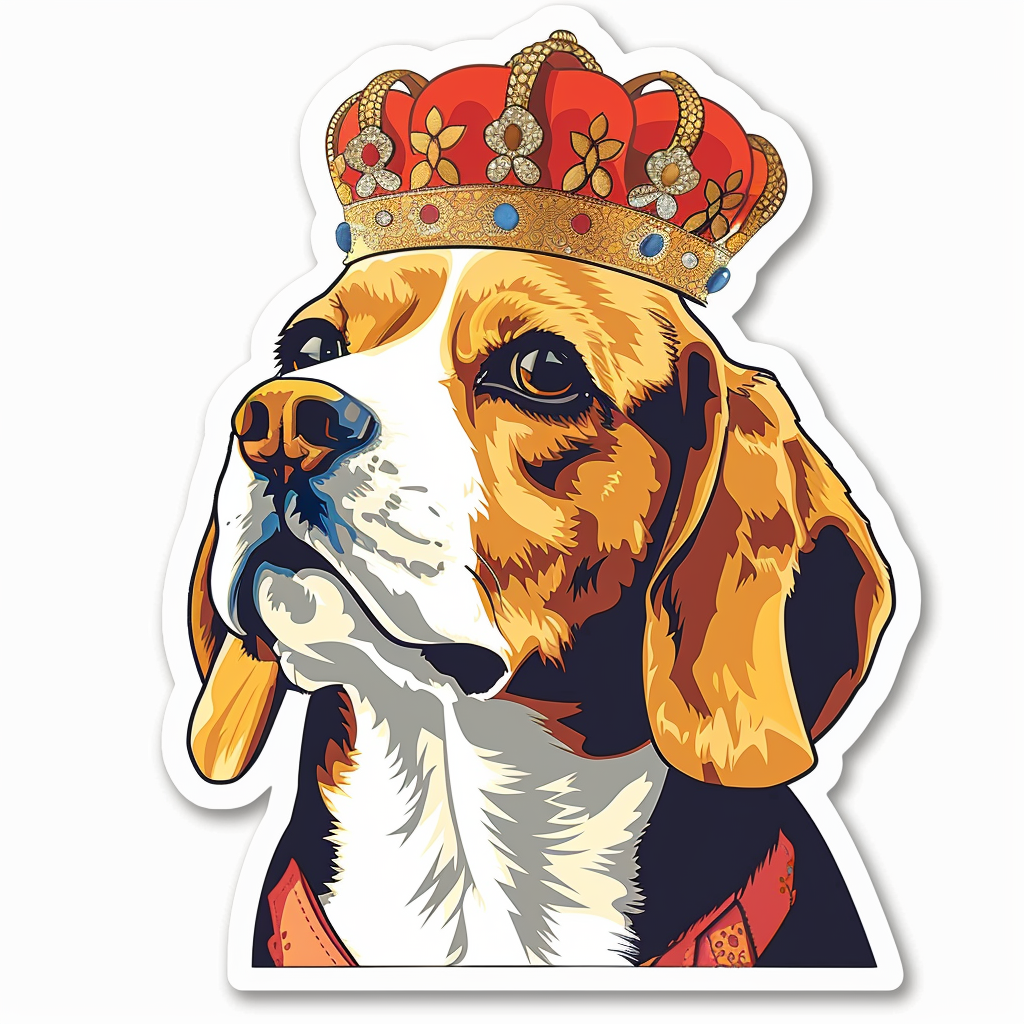 Beagle dog crowned Vinyl Decal Sticker for Car, Laptop, Tumbler and more # F011859