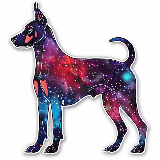 Doberman Pinscher Dog galaxy majestic Expressive surreal Vinyl Decal Sticker for Car, Laptop, Tumbler and more # F019510-4" x 4"