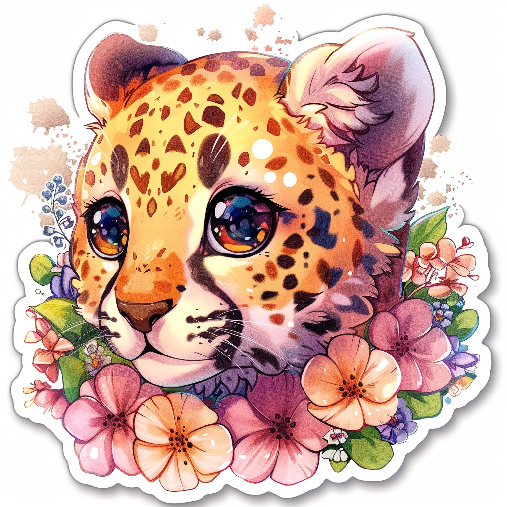 Leopard majestic Expressive surreal Vinyl Decal Sticker for Car, Laptop, Tumbler and more # F022524