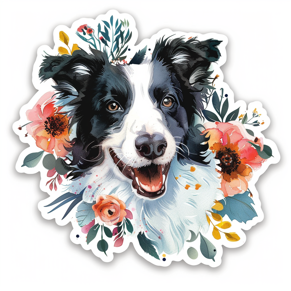 Border Collie Dog majestic Expressive surreal Vinyl Decal Sticker for Car, Laptop, Tumbler and more # F021737-4" x 4"