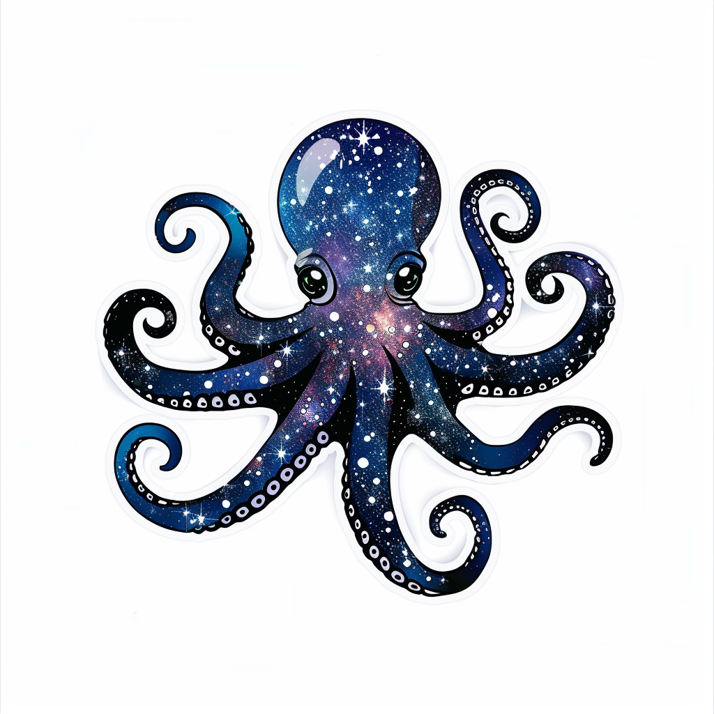 Sticker of a Octopus galaxy majestic Expressive surreal Vinyl Decal Sticker for Car, Laptop, Tumbler and more # F015629