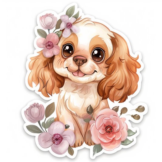 Adorable Cocker Spaniel Dog Expressive surreal Vinyl Decal Sticker for Car, Laptop, Tumbler and more # F020019-4" x 4"