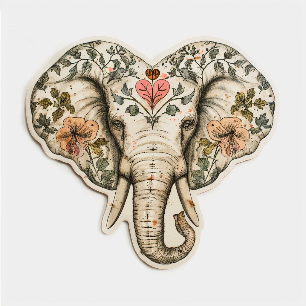 Elephant Expressive surreal Vinyl Decal Sticker for Car, Laptop, Tumbler and more # F022367-4" x 4"