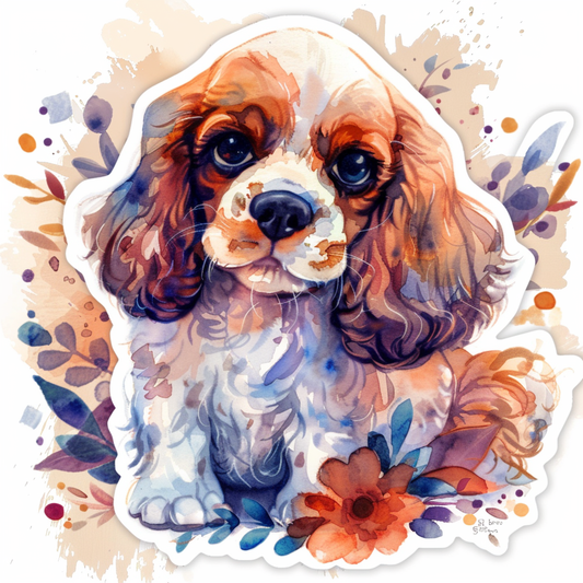 Adorable Cocker Spaniel Dog Expressive surreal Vinyl Decal Sticker for Car, Laptop, Tumbler and more # F020012-4" x 4"