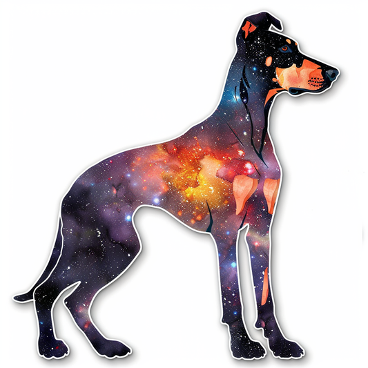 Doberman Pinscher Dog galaxy majestic Expressive surreal Vinyl Decal Sticker for Car, Laptop, Tumbler and more # F019470-4" x 4"
