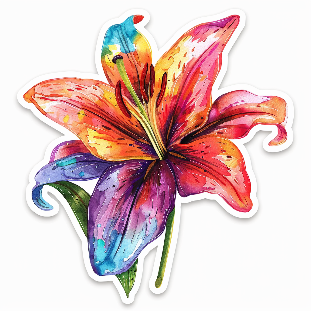 Lily flower majestic Expressive surreal Vinyl Decal Sticker for Car, Laptop, Tumbler and more # F023175