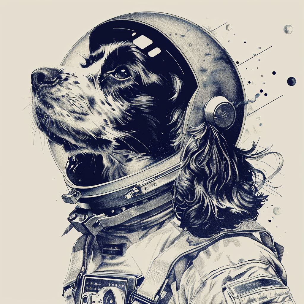 Cocker Spaniel Dog astronaut majestic Expressive surreal Vinyl Decal Sticker for Car, Laptop, Tumbler and more # F020219-4" x 4"