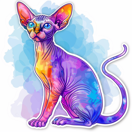 Adorable Cornish Rex Cat Expressive surreal Vinyl Decal Sticker for Car, Laptop, Tumbler and more # F021328-4" x 4"