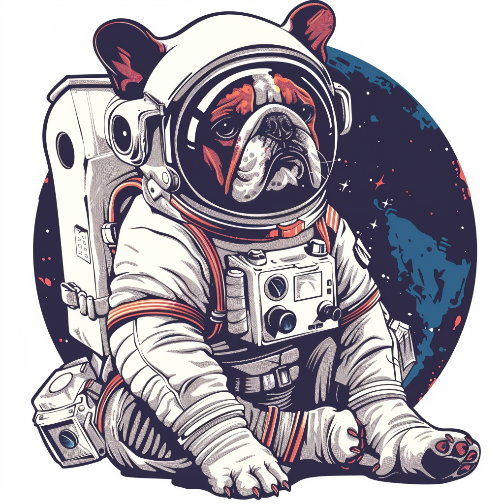 Sticker of a Bulldog Dog astronaut majestic Expressive surreal Vinyl Decal Sticker for Car, Laptop, Tumbler and more # F017284